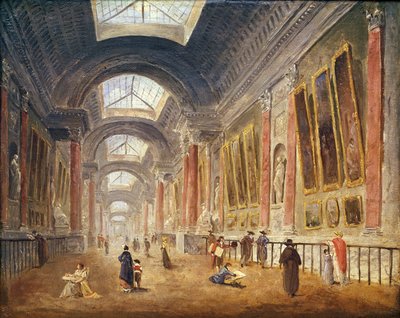 De Grande Galerie van het Louvre door Hubert Robert